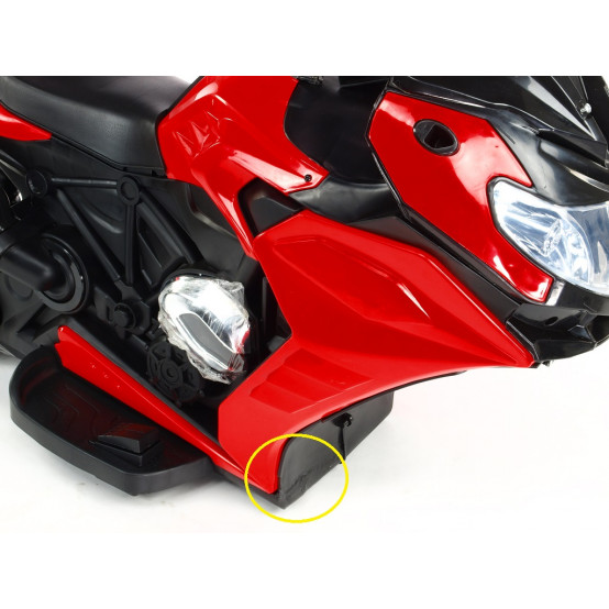 Silniční závodní motorka se dvěma motory, MP3, TF, USB a LED osvětlením, 12V, ČERVENÁ, rozbaleno